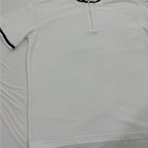 Old Navy Men’s Large/Tall Vintage-Look White Casual Shirt w/Green Trim & Zipper